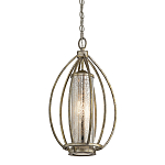 Подвесной светильник овальной формы с цилиндрическим плафоном в цвете сусальное серебро Kichler варинант исполнения - 1 | Loft Concept в Краснодаре