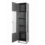 Шкаф-витрина цвета графит с полками и стеклянной дверью Strict Lines варинант исполнения - 3 | Loft Concept в Краснодаре