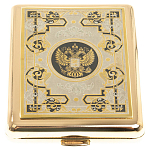Портсигар на 20 сигарет с гравюрой Герба РФ в подарочной коробке Metal Cigarettes Cases варинант исполнения - 1 | Loft Concept в Краснодаре