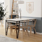 Стол обеденный с прямоугольной столешницей пыльного белого цвета на 4-х металлических ножках PAL ANCIENT WHITE варинант исполнения - 3 | Loft Concept в Краснодаре