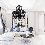 Люстра подвесная с плиссированными абажурами и множеством подвесок черного цвета Диаметр 62 см Lustre Reverie варинант исполнения - 4 | Loft Concept в Краснодаре