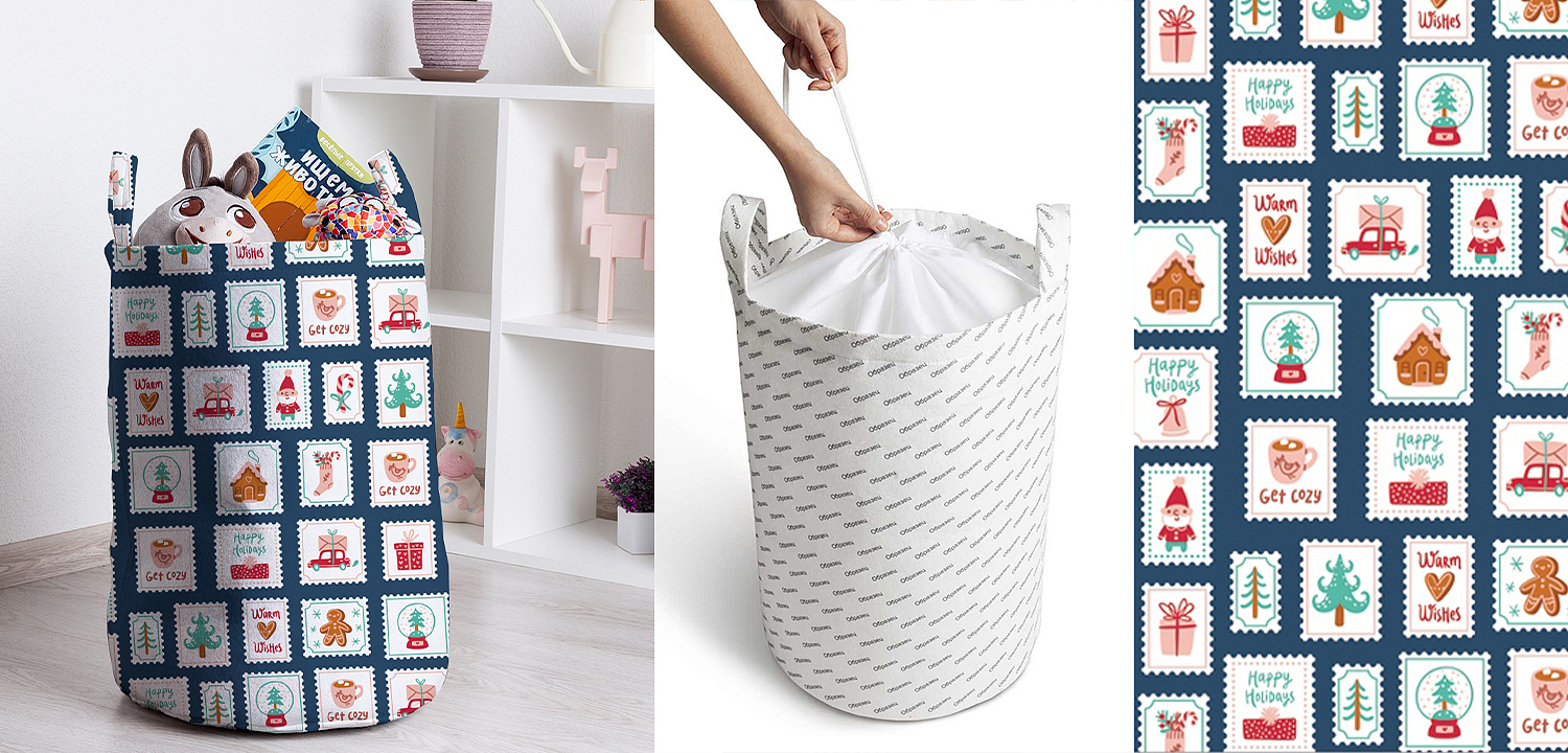 Корзина New Year Postage Stamps Basket Корзина New Year Postage Stamps Basket - Loft-Concept в Краснодаре
