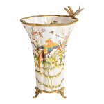 Ваза из фарфора с бронзовой стрекозой  Paradise Dragonfly варинант исполнения - 6 | Loft Concept в Краснодаре