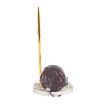 Часы настольные с шариковой металлической ручкой из натурального камня Stone Clock варинант исполнения - 3 | Loft Concept в Краснодаре