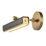 Светильник для картин цвет винтажная латунь с прямоугольным плафоном из кожи черного цвета Alora варинант исполнения - 4 | Loft Concept в Краснодаре