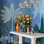 Обои ручная роспись Malwa Special Colourway on blue painted Xuan paper варинант исполнения - 1 | Loft Concept в Краснодаре