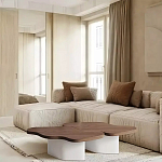 Дизайнерский журнальный стол с фигурной столешницей на белом основании Holarisex варинант исполнения - 1 | Loft Concept в Краснодаре