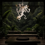 Люстра с тремя фигурами обезьян с лампочками в руках белого цвета Hanging Monkey варинант исполнения - 10 | Loft Concept в Краснодаре