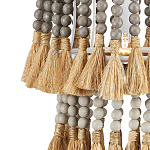 Подвесной светильник двухъярусный с декором из круглых деревянных бусин с кисточками Gray Brown Wooden Beads Chandelier варинант исполнения - 1 | Loft Concept в Краснодаре