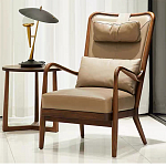 Кресло c каркасом из массива дерева и с мягким подголовником Walnut Armchair варинант исполнения - 1 | Loft Concept в Краснодаре