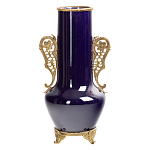 Ваза темно-синяя фарфоровая с бронзовыми ручками и ножками Eden Garden варинант исполнения - 1 | Loft Concept в Краснодаре