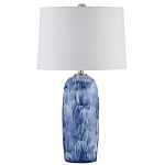 Настольная лампа керамическая с бело-синими мазками Painterly Strokes варинант исполнения - 3 | Loft Concept в Краснодаре
