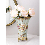 Ваза голубого цвета из фарфора с цветочным рисунком и бронзовой стрекозой Blue Garden варинант исполнения - 4 | Loft Concept в Краснодаре