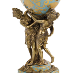 Ваза голубого цвета из фарфора с золотым растительным орнаментом и бронзовыми фигурками женщин Eden Garden porcelain and bronze варинант исполнения - 1 | Loft Concept в Краснодаре