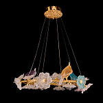 Люстра круглая на золотом каркасе с птичками и цветочным декором Miscellaneous herbs варинант исполнения - 2 | Loft Concept в Краснодаре