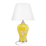 Настольная лампа желтая с изображением белых птиц Flight Among Acacia варинант исполнения - 1 | Loft Concept в Краснодаре