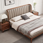 Кровать двуспальная с мягким изголовьем Moon Walnut Bed варинант исполнения - 1 | Loft Concept в Краснодаре