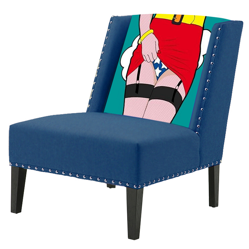 FUN Armchair "Super woman" Blue Дизайнерское кресло с цветным принтом Бирюзовый в Краснодаре | Loft Concept 