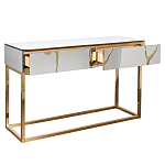 Консоль с ящиками зеркальная с золотым декором Gold Painted Mirror Console варинант исполнения - 2 | Loft Concept в Краснодаре