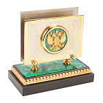 Настольный письменный набор из малахита и долерита с декором в виде герба России Leader Organizer варинант исполнения - 6 | Loft Concept в Краснодаре