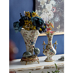 Ваза белого цвета из фарфора с цветочным рисунком и бронзовыми ручками с фигурками птиц Eden Garden porcelain and bronze варинант исполнения - 6 | Loft Concept в Краснодаре