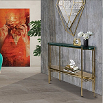 Консоль овальной формы золотая с полкой для хранения Craig варинант исполнения - 4 | Loft Concept в Краснодаре