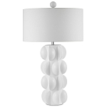 Настольная лампа белая с тканевым абажуром в форме цилиндра Morphing варинант исполнения - 4 | Loft Concept в Краснодаре