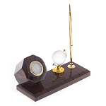 Настольный письменный набор с глобусом и ручкой из натурального обсидиана World Globe варинант исполнения - 2 | Loft Concept в Краснодаре