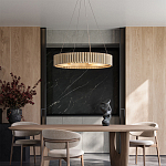 Люстра круглая из толстых деревянных реек Natural Style варинант исполнения - 4 | Loft Concept в Краснодаре