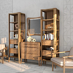 Витрина левая из массива дуба с 5-ю полками и 2-мя ящиками Tasteful Furniture варинант исполнения - 3 | Loft Concept в Краснодаре