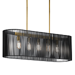 Люстра подвесная овальной формы с металлическим решетчатым абажуром матово-черного цвета и 5 лампами Kichler варинант исполнения - 1 | Loft Concept в Краснодаре