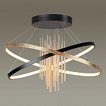 Люстра подвесная с 2-мя пересекающимися круглыми подвесами в черном и золотистом цвете и вертикальными подвесками Ring Horizontal варинант исполнения - 2 | Loft Concept в Краснодаре