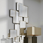 Золотое зеркальное панно из зеркальных квадратов Overlapping варинант исполнения - 2 | Loft Concept в Краснодаре