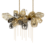 Люстра подвесная с 22-мя гранёными стеклянными плафонами с вертикальными подвесками Gilded Mirage  варинант исполнения - 7 | Loft Concept в Краснодаре