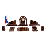 Настольный письменный набор с часами из природного камня обсидиана  Contract Extended варинант исполнения - 1 | Loft Concept в Краснодаре