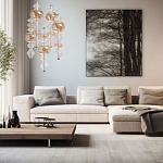 Люстра с плафонами из прозрачного и янтарного стекла в виде шаров и ромбов Gabriel Scott Luna варинант исполнения - 12 | Loft Concept в Краснодаре