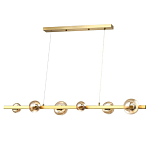 Люстра светодиодная линейная с 6-ю круглыми плафонами коньячного цвета Iona Chandelier Brass  варинант исполнения - 1 | Loft Concept в Краснодаре