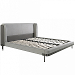 Кровать двуспальная серая с мягким изголовьем из экокожи и ткани Modern Look варинант исполнения - 2 | Loft Concept в Краснодаре