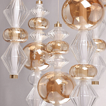 Люстра с плафонами из прозрачного и янтарного стекла в виде шаров и ромбов Gabriel Scott Luna варинант исполнения - 8 | Loft Concept в Краснодаре