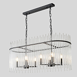 Люстра подвесная овальная со стеклянными прозрачными трубками и металлическим каркасом черного цвета Nembus варинант исполнения - 5 | Loft Concept в Краснодаре