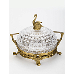 Конфетница из прозрачного рельефного стекла с ручкой и фигуркой лебедя Eden Garden варинант исполнения - 2 | Loft Concept в Краснодаре