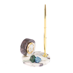 Часы настольные с шариковой металлической ручкой из натурального камня Stone Clock варинант исполнения - 2 | Loft Concept в Краснодаре