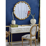 Зеркало круглое в фактурной золотистой раме из металла Mirror Golden Placer варинант исполнения - 2 | Loft Concept в Краснодаре