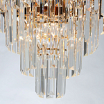 Люстра из черного металла с многоярусными подвесками из прозрачного хрусталя на золотой цепи Empire Black Chandelier Crystal варинант исполнения - 7 | Loft Concept в Краснодаре