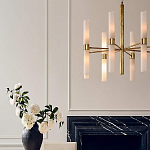 Люстра золотая с 16-ю тонкими цилиндрическими плафонами Shoulders варинант исполнения - 3 | Loft Concept в Краснодаре