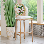 Барный стул золотистый из натурального бука с изображением птицы и цветов Blooming Birds варинант исполнения - 2 | Loft Concept в Краснодаре