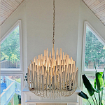 Люстра белая с несколькими ярусами деревянных палочек Bright Wooden Chandelier варинант исполнения - 2 | Loft Concept в Краснодаре