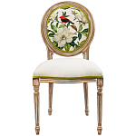 Стул бежевый из натурального бука с изображением птиц и цветов Blooming Red Birds варинант исполнения - 1 | Loft Concept в Краснодаре