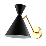 Бра черного цвета с конусообразным плафоном на золотом основании Loft Metal варинант исполнения - 1 | Loft Concept в Краснодаре