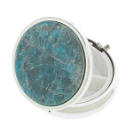 Таблетница карманная круглая с 3-мя отделениями и накладкой из натурального камня Апатит Голубой Silver Stone Pillboxes варинант исполнения - 2 | Loft Concept в Краснодаре